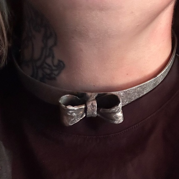 Ooak hand forged stainless steel bow collar brutalist - Picture 3 of 8